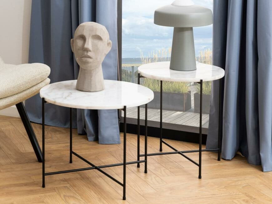 Кофейный столик Norsica 609 (Белый мрамор + Чёрный)