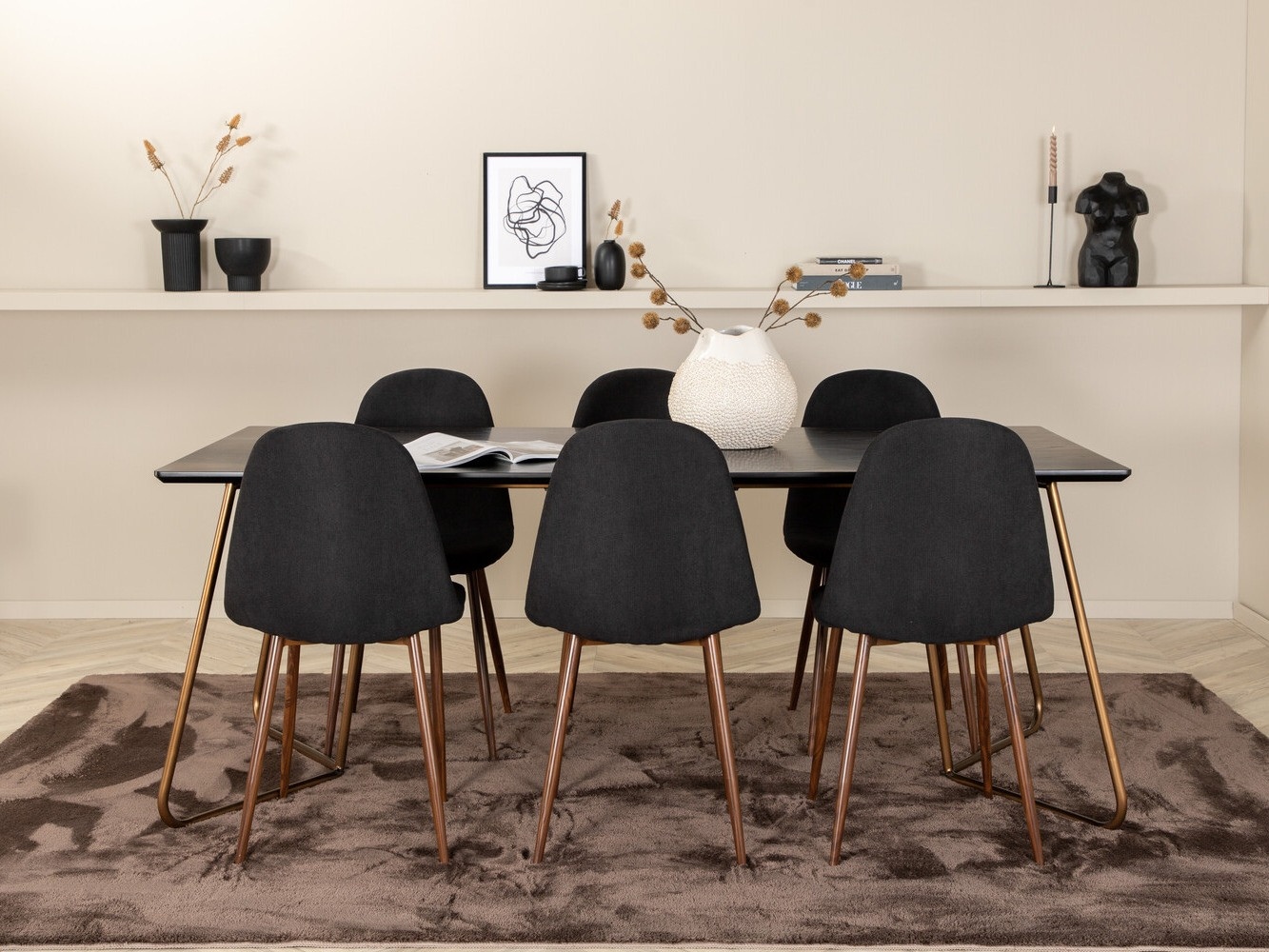 Обеденный гарнитур Dallas 2713 (Чёрный + Грецкий орех)