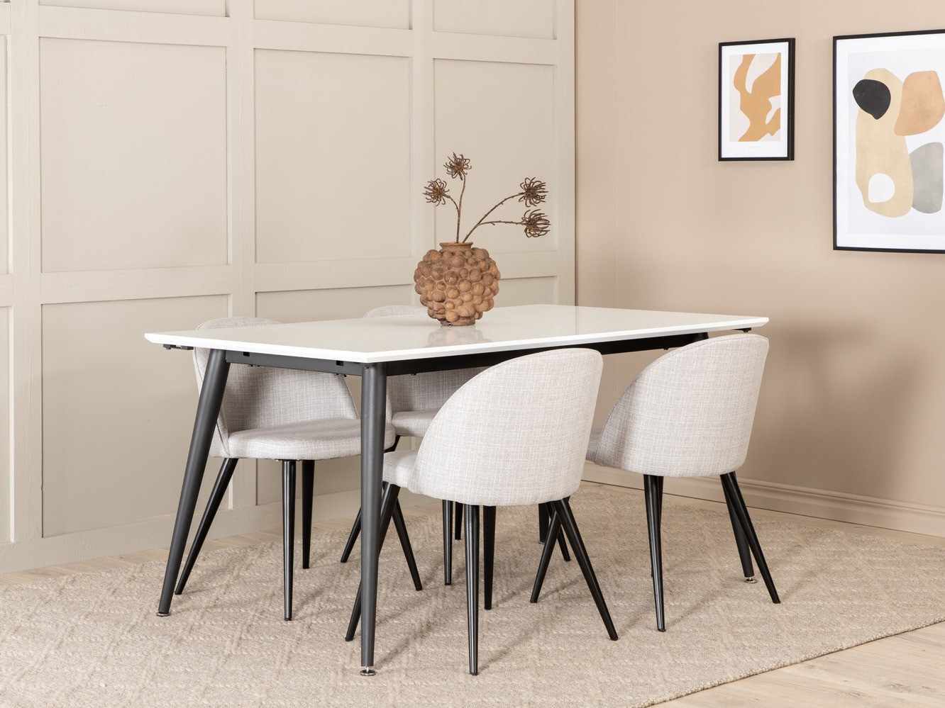 Ēdamistabas komplekts Dallas 2731 (Gaiši pelēks + Melns)