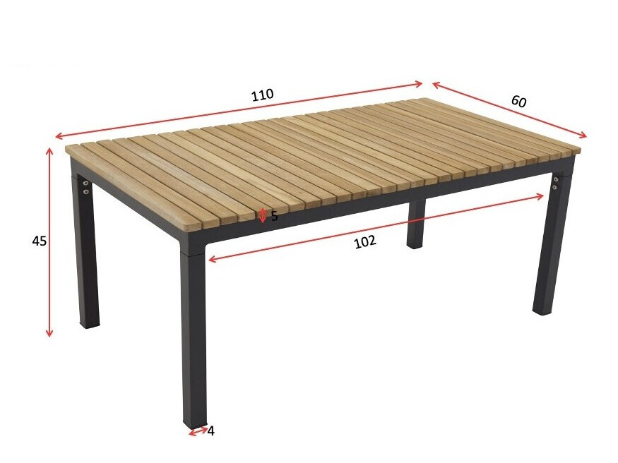 Садовый столик Dallas 775 (Чёрный + Тик)