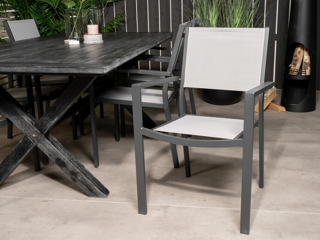 Galds un krēslu komplekts Dallas 3641 (Pelēks + Melns)