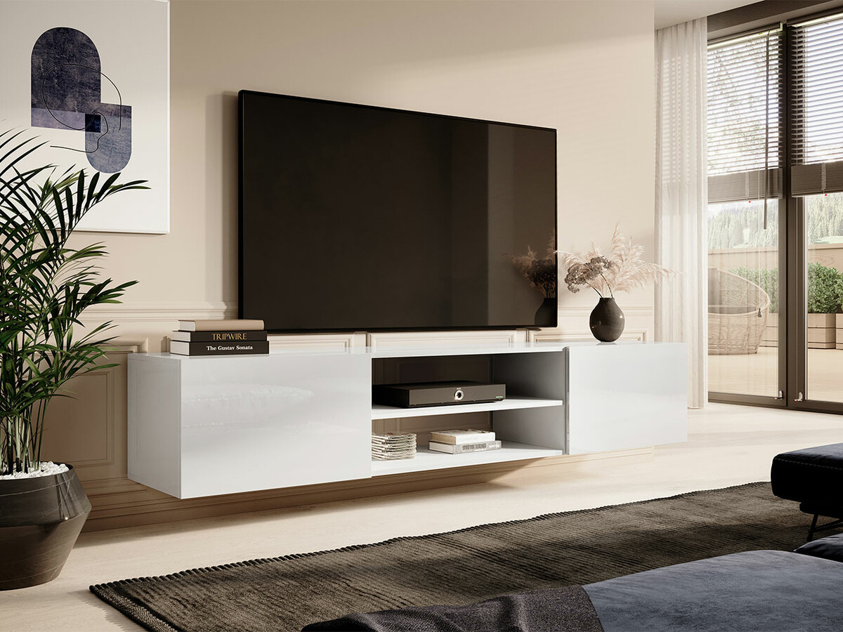 TV galds Charlotte 164 (Balts + Glancēts balts)