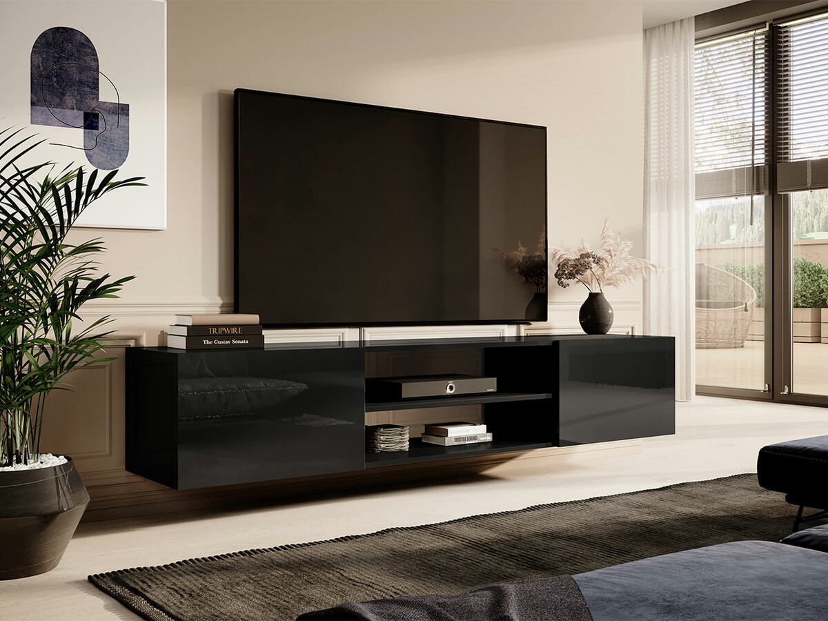 TV galds Imago II (Melns + Glancēts melns)