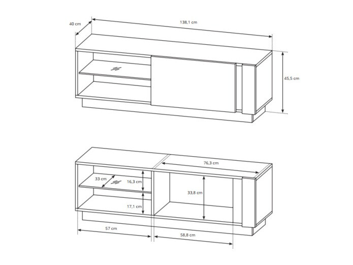 TV galds Novbela 107 (Balts + Glancēts balts + Grandson ozols)