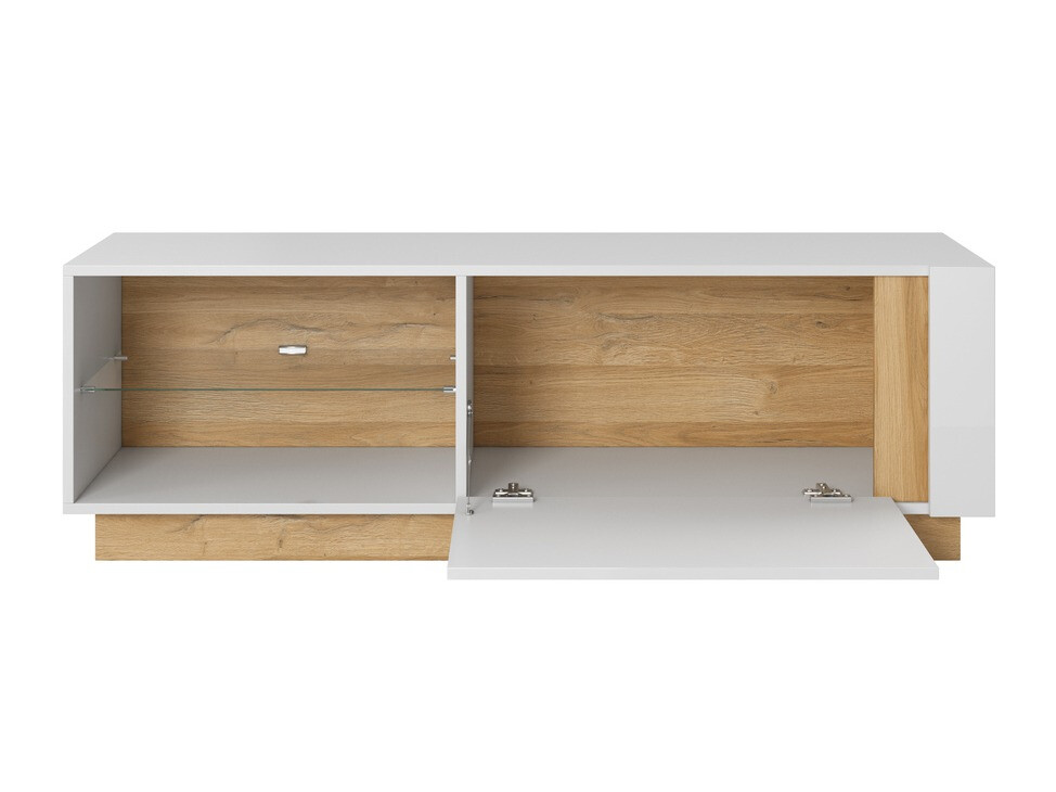 TV galds Novbela 107 (Balts + Glancēts balts + Grandson ozols)