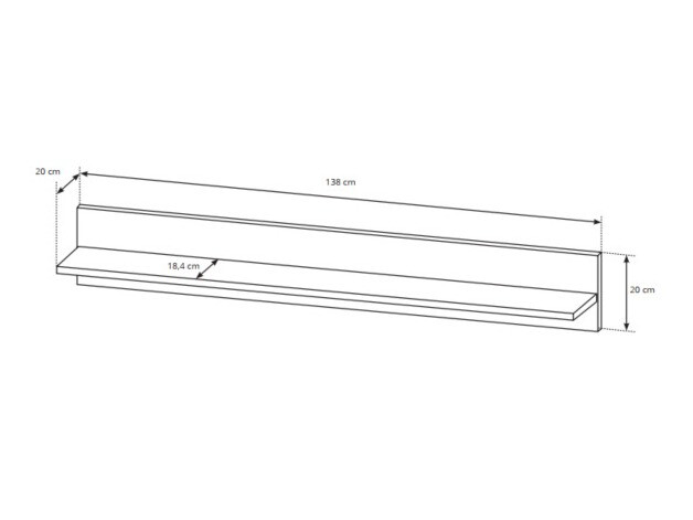 Настенная полка Novbela 110 (Белый + Глянцевый белый + Внук дуб)