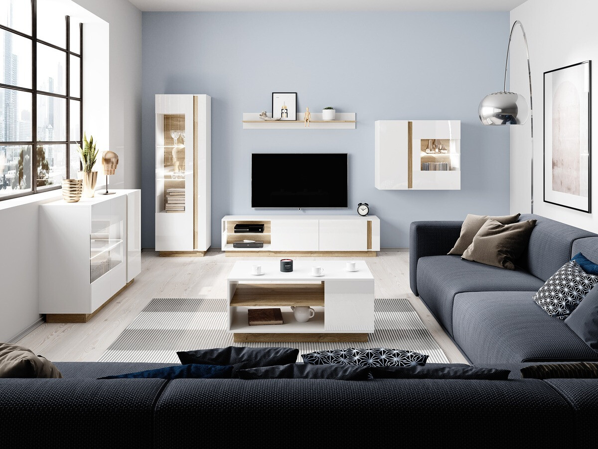 Piekarams plaukts Novbela 112 (Balts + Glancēts balts + Grandson ozols)