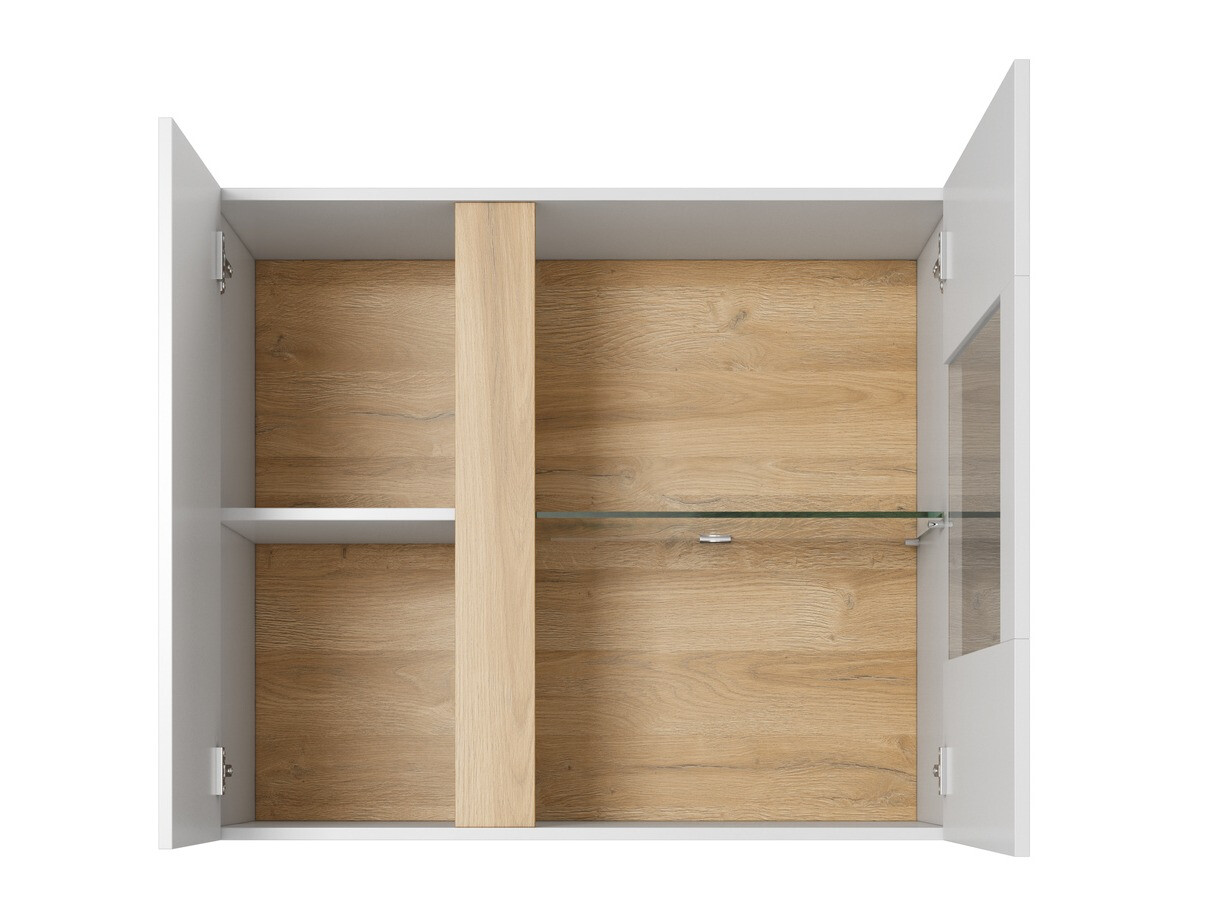 Viesistabas komplekts Novbela 114 (Balts + Glancēts balts + Grandson ozols)