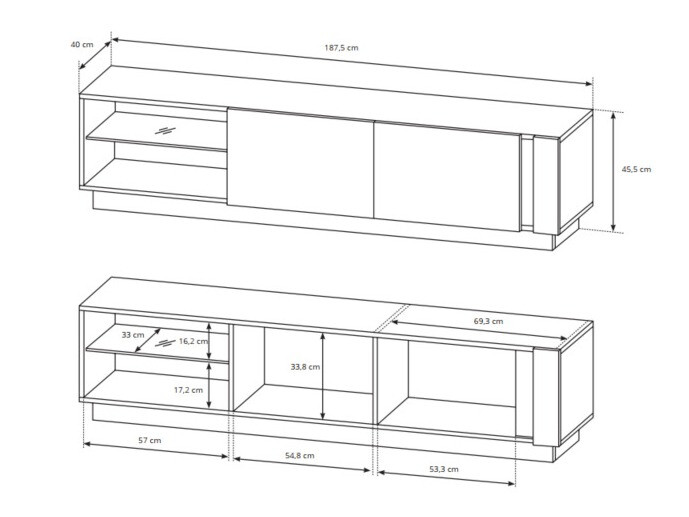 Viesistabas komplekts Novbela 114 (Balts + Glancēts balts + Grandson ozols)