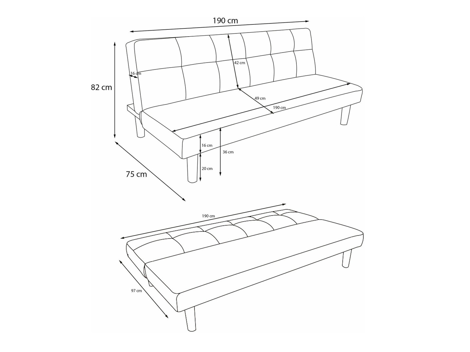 Dīvāns gulta Tulsa 550 (Pelēks)