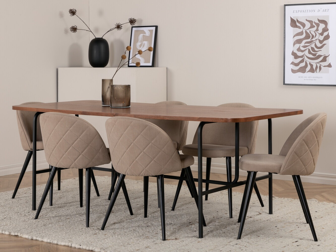 Ēdamistabas komplekts Dallas 2785 (Bēšs + Melns)