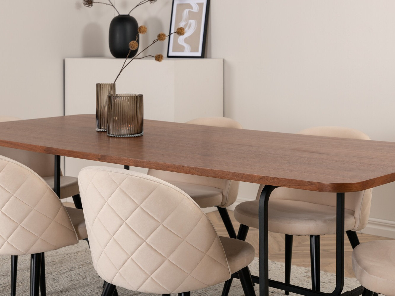 Ēdamistabas komplekts Dallas 2785 (Krēms + Melns)