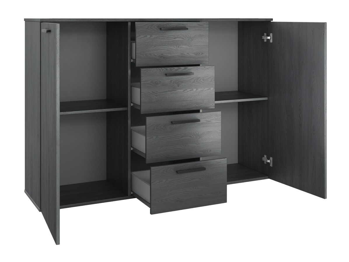 Kомод Levruvu 108 (Серый дуб + Чёрный)