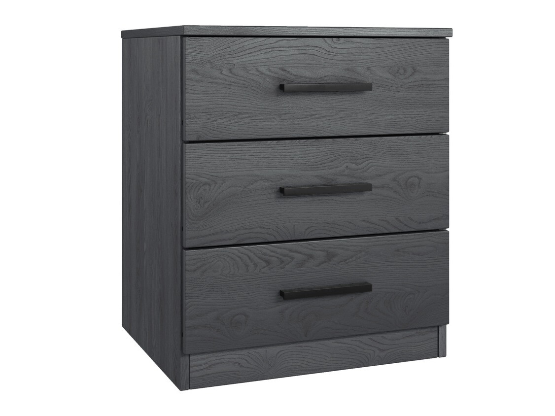 Прикроватная тумбочка Levruvu 107 (Серый дуб + Чёрный)