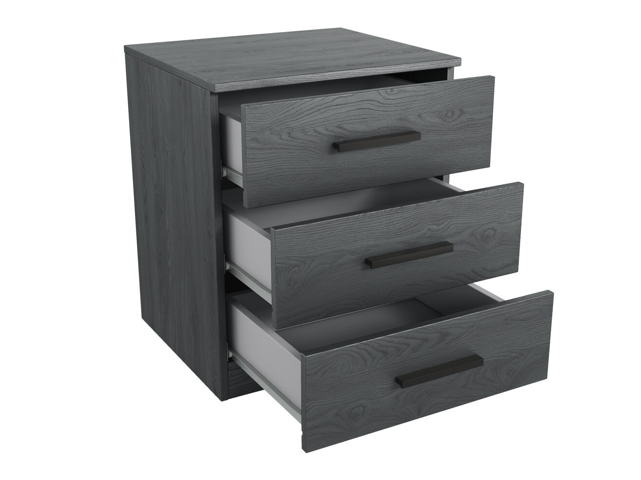 Прикроватная тумбочка Levruvu 107 (Серый дуб + Чёрный)