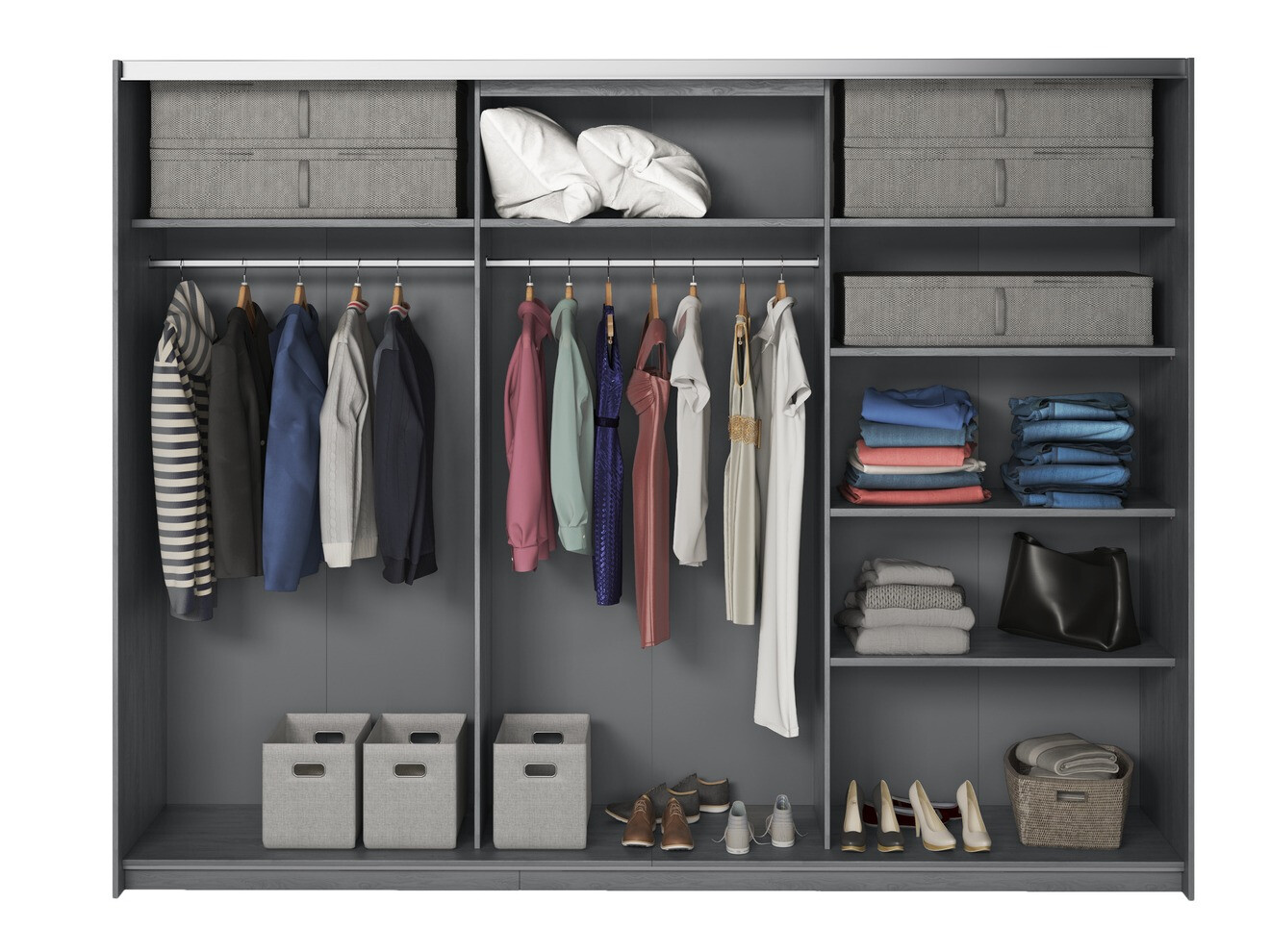 Шкаф Levruvu 105 (Серый дуб + Чёрный)