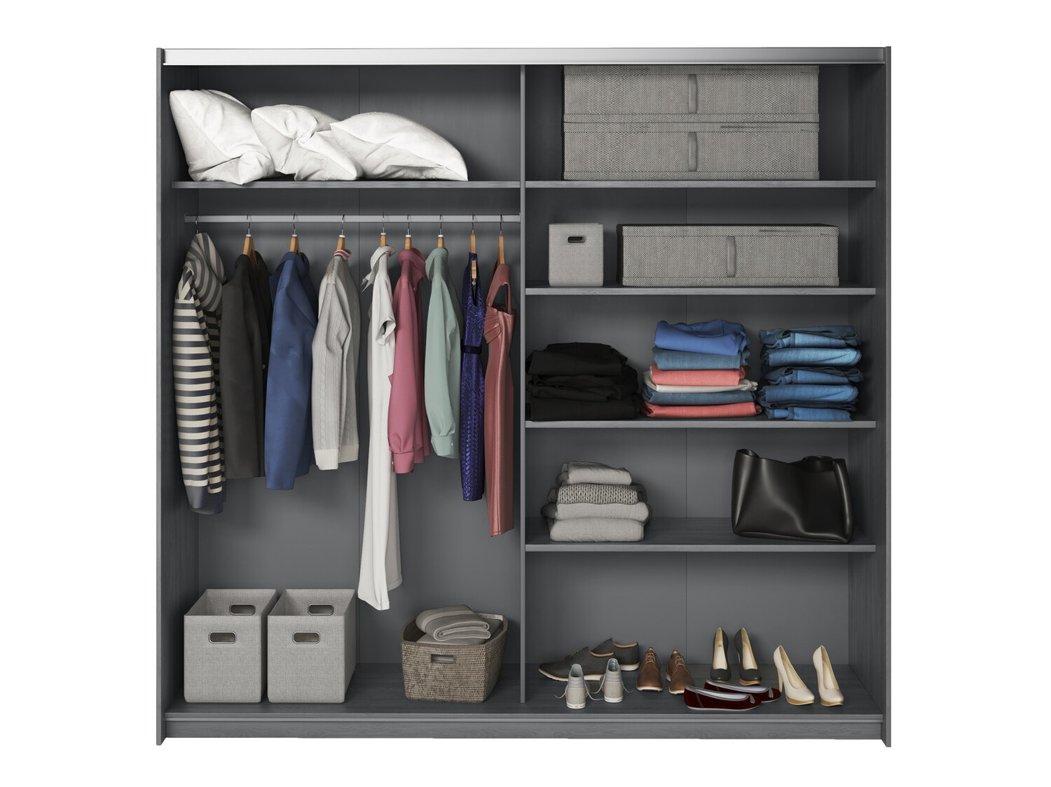 Skapis Levruvu 105 (Pelēks ozols + Melns)