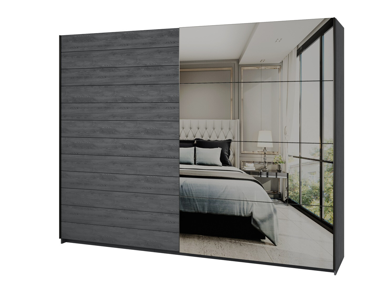 Skapis Levruvu 105 (Pelēks ozols + Melns)