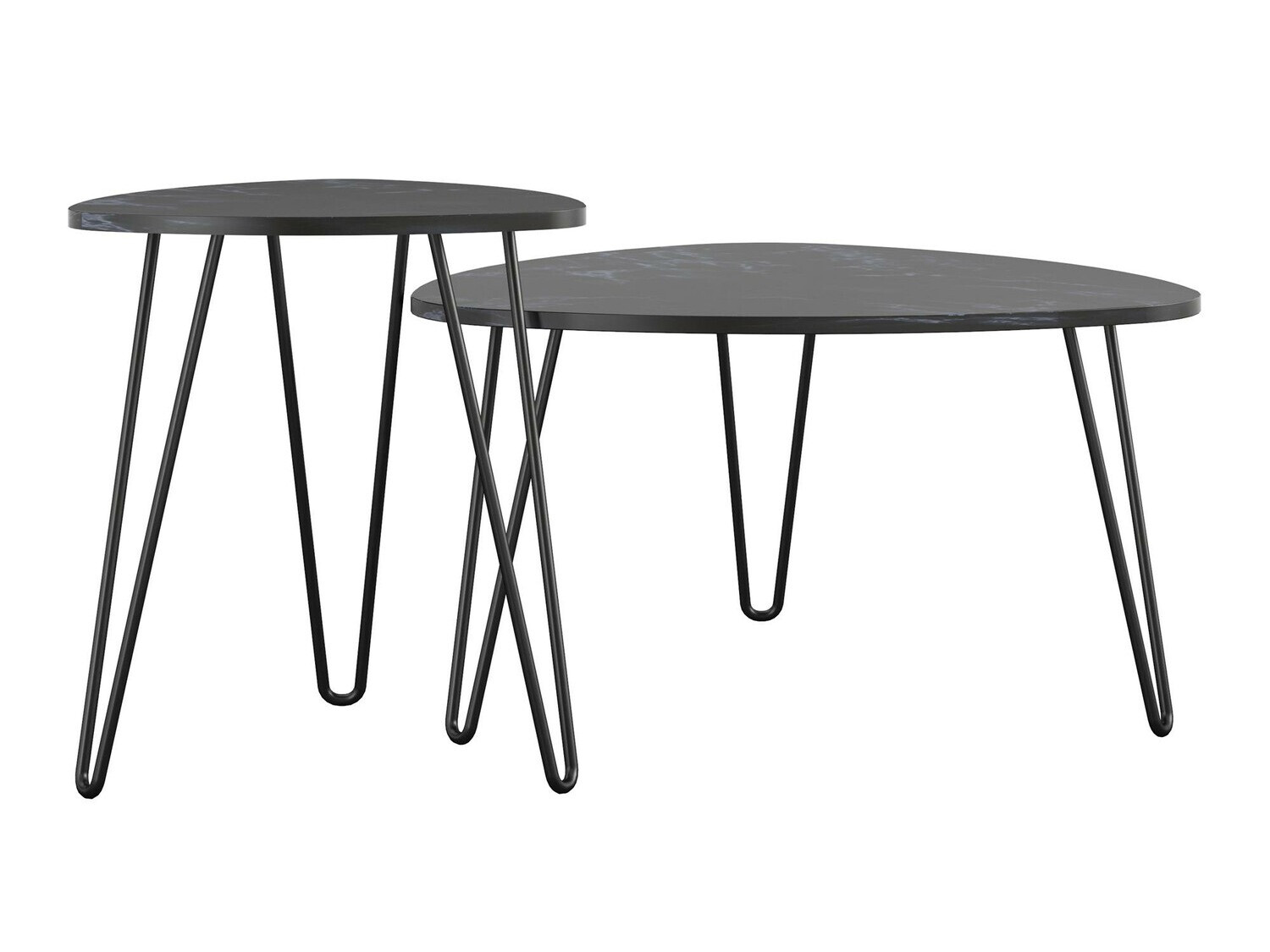 Комплект журнальных столиков Tulsa 561 (Черный мрамор + Чёрный)
