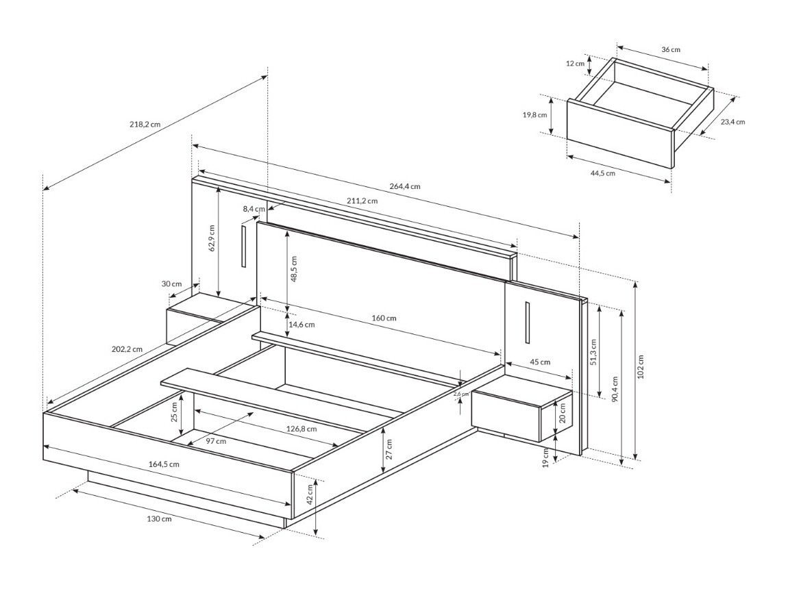Кровать Tororli 106 С тумбочками