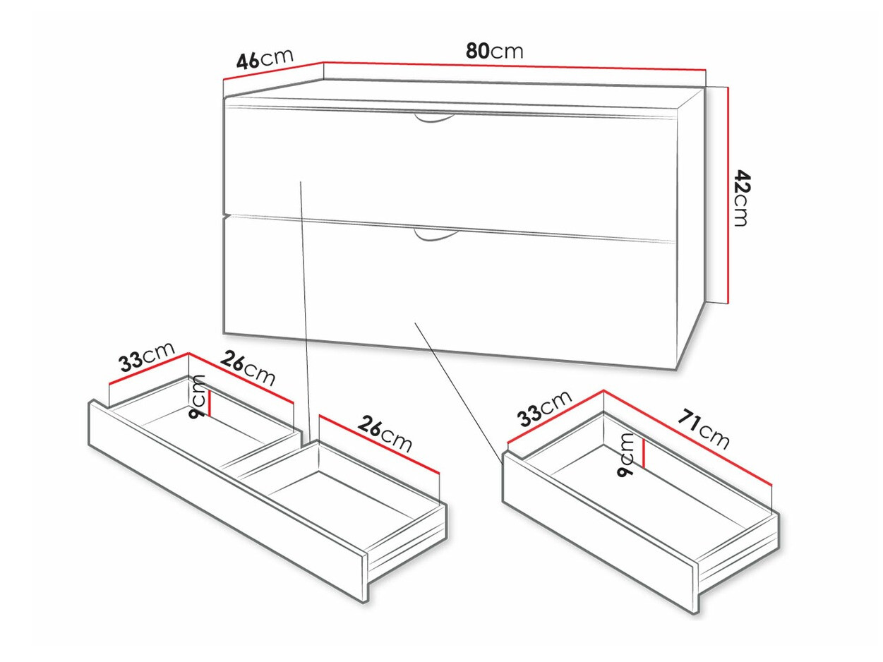 Piekarams vannas istabas skapītis izlietnei Fenenou 101 (Melns)