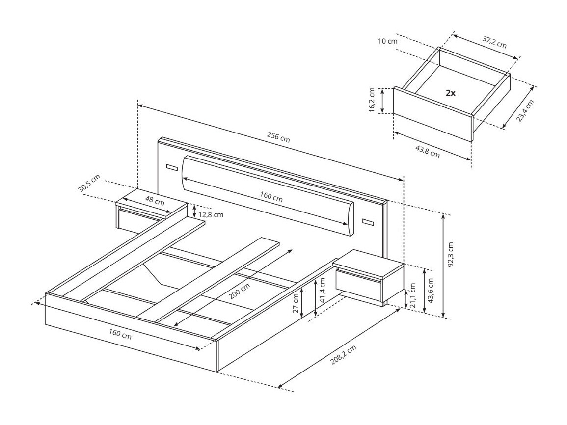 Кровать Evarenoi 103 С тумбочками