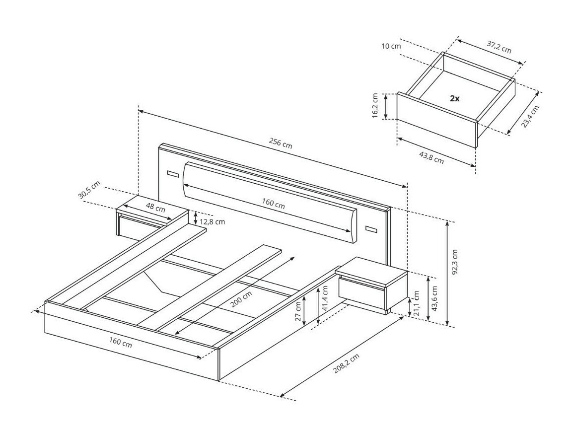 Кровать Evarenoi 103 С тумбочками