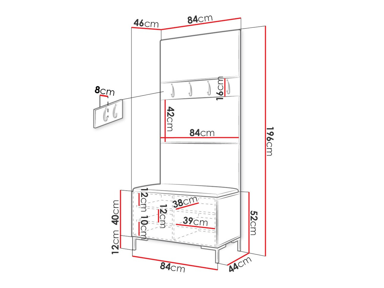 Priekšnama komplekts Tivsoa 102 (Balts)