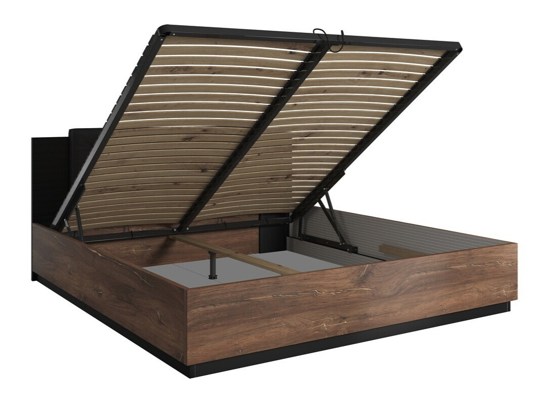 Кровать Felelie 109 (Тёмный "Flagstaf" дуб + Медь)