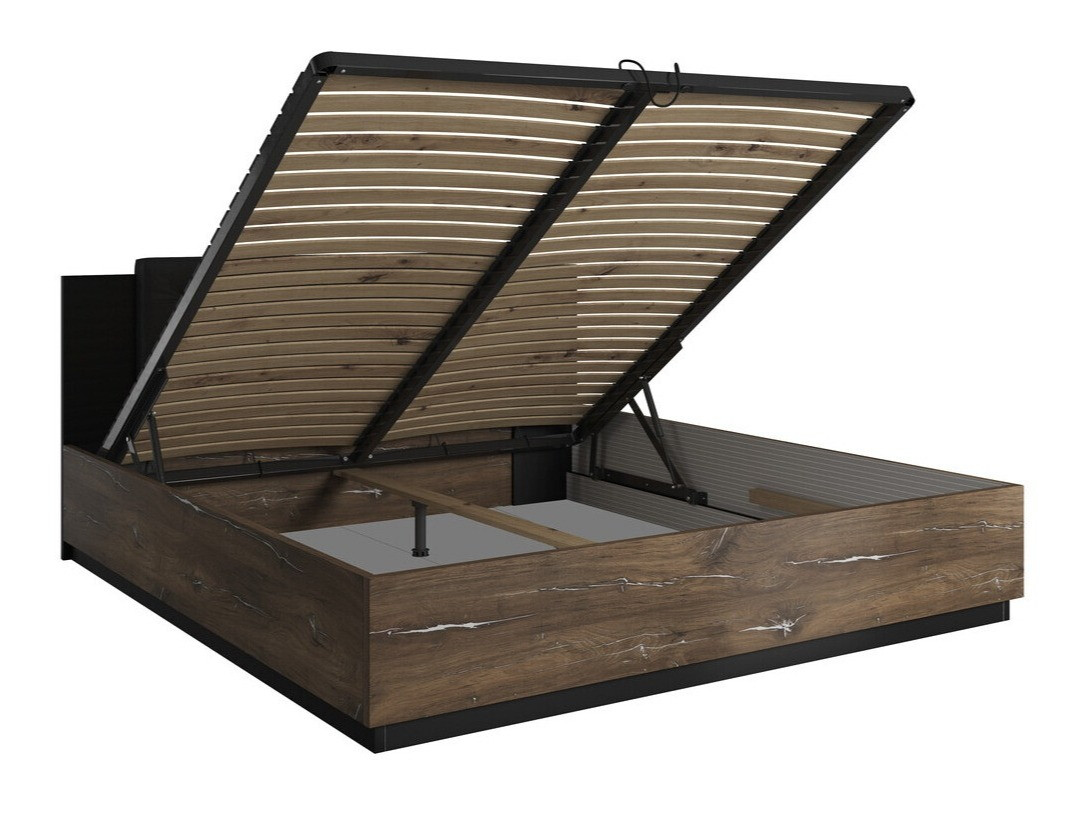 Кровать Felelie 109 (Тёмный "Flagstaf" дуб + Серебряный)