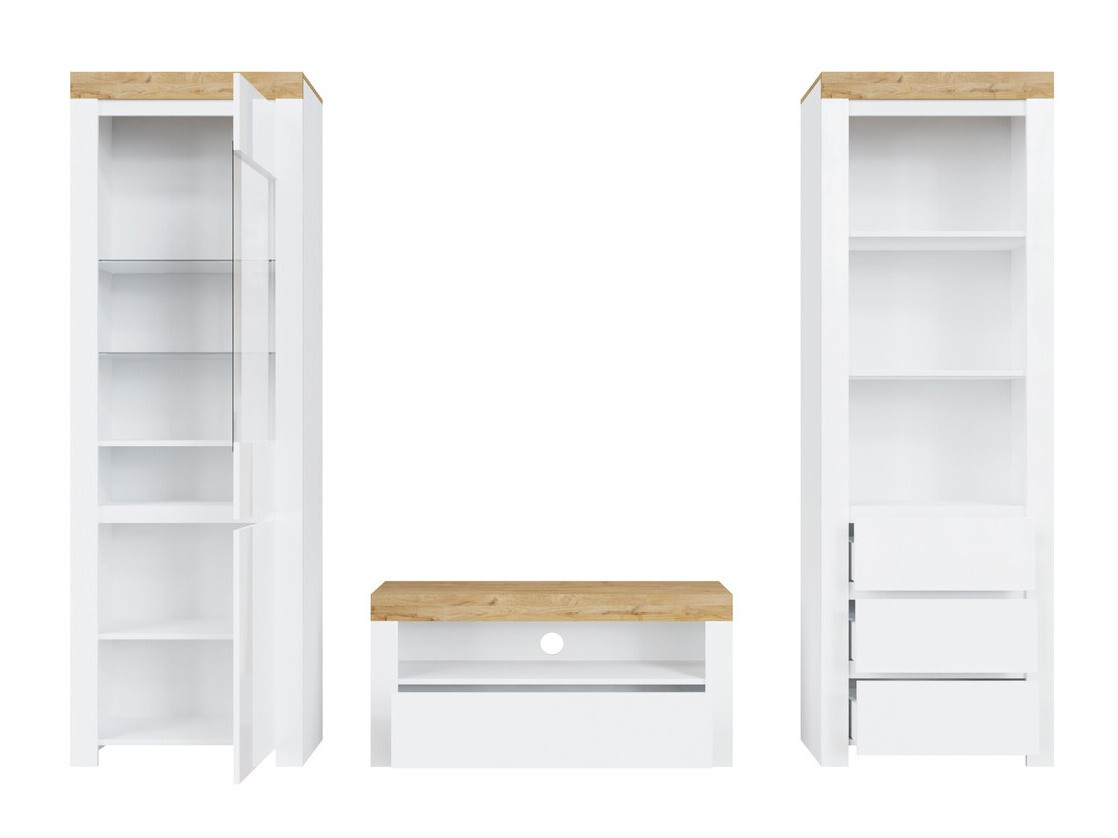 Набор для гостиной Sonsoru 145 (Белый + Глянцевый белый + Дуб вотан)