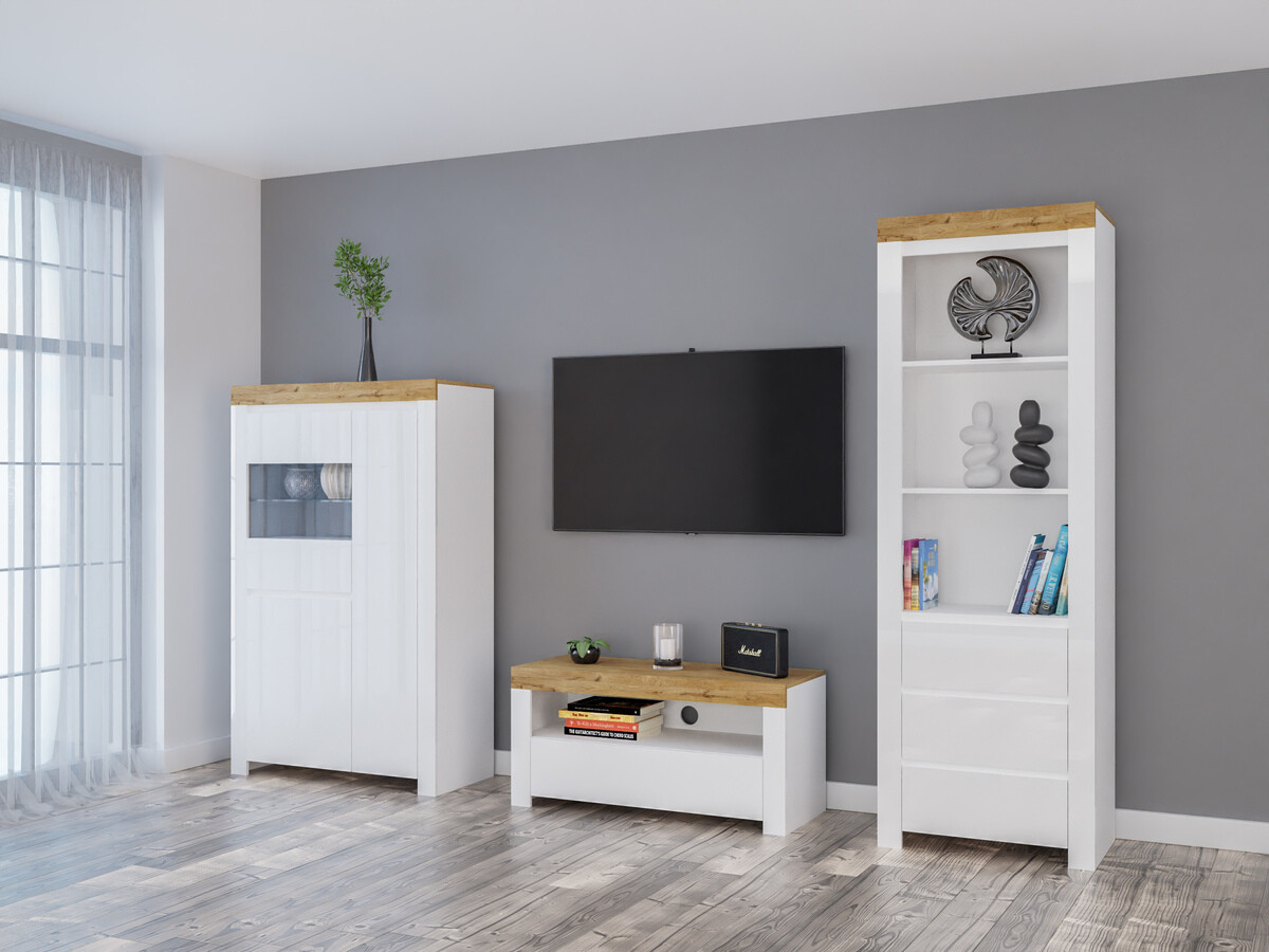 Набор для гостиной Sonsoru 146 (Белый + Глянцевый белый + Дуб вотан)