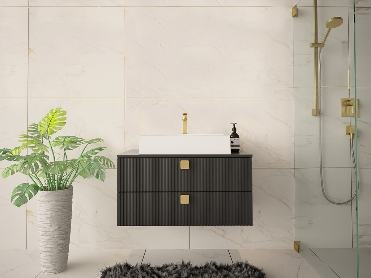 Piekarams vannas istabas skapītis izlietnei Orlvera 102 (Melns)