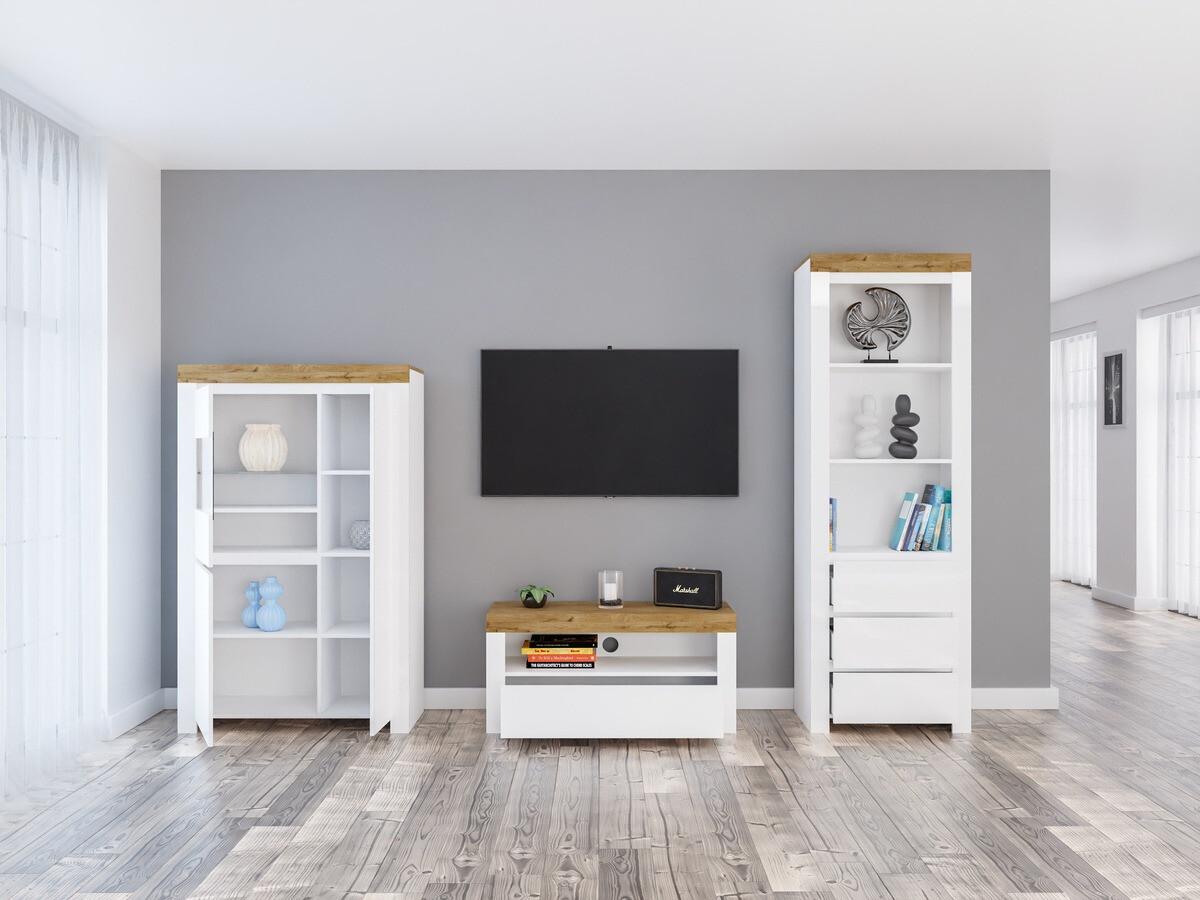 Набор для гостиной Sonsoru 146 (Белый + Глянцевый белый + Дуб вотан)