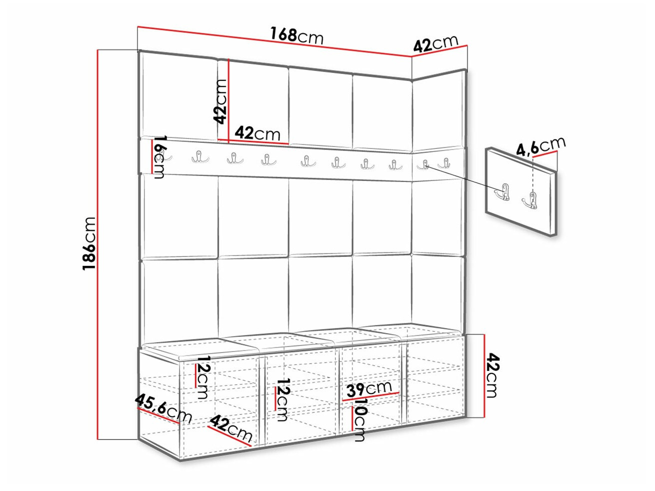 Priekšnama komplekts Hartford 265 (Grafīts)