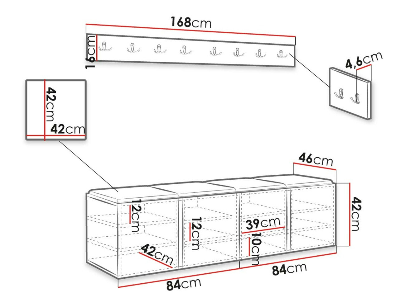 Priekšnama komplekts Hartford 276 (Balts)