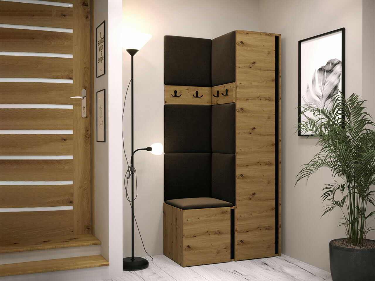 Прихожая Hartford 348 (Artisan дуб + Чёрный)