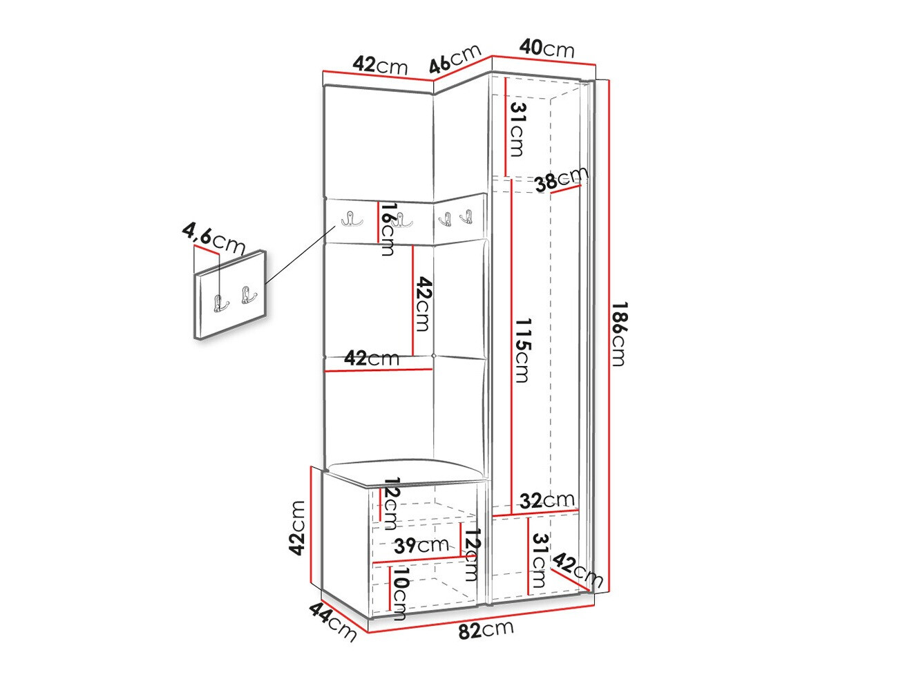 Прихожая Hartford 348 (Графит)