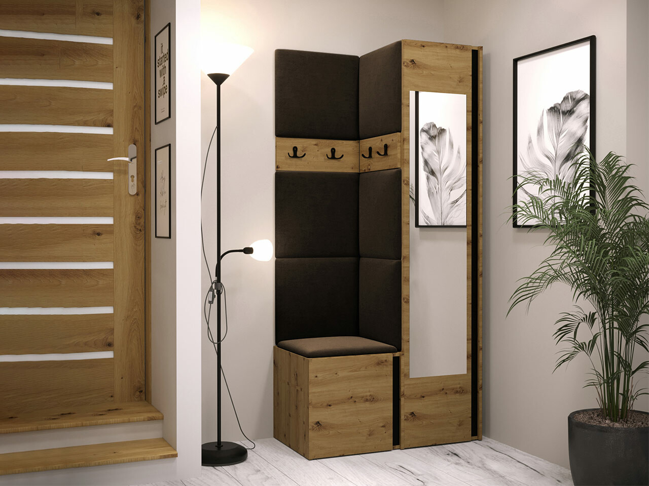 Прихожая Hartford 354 (Artisan дуб + Чёрный)