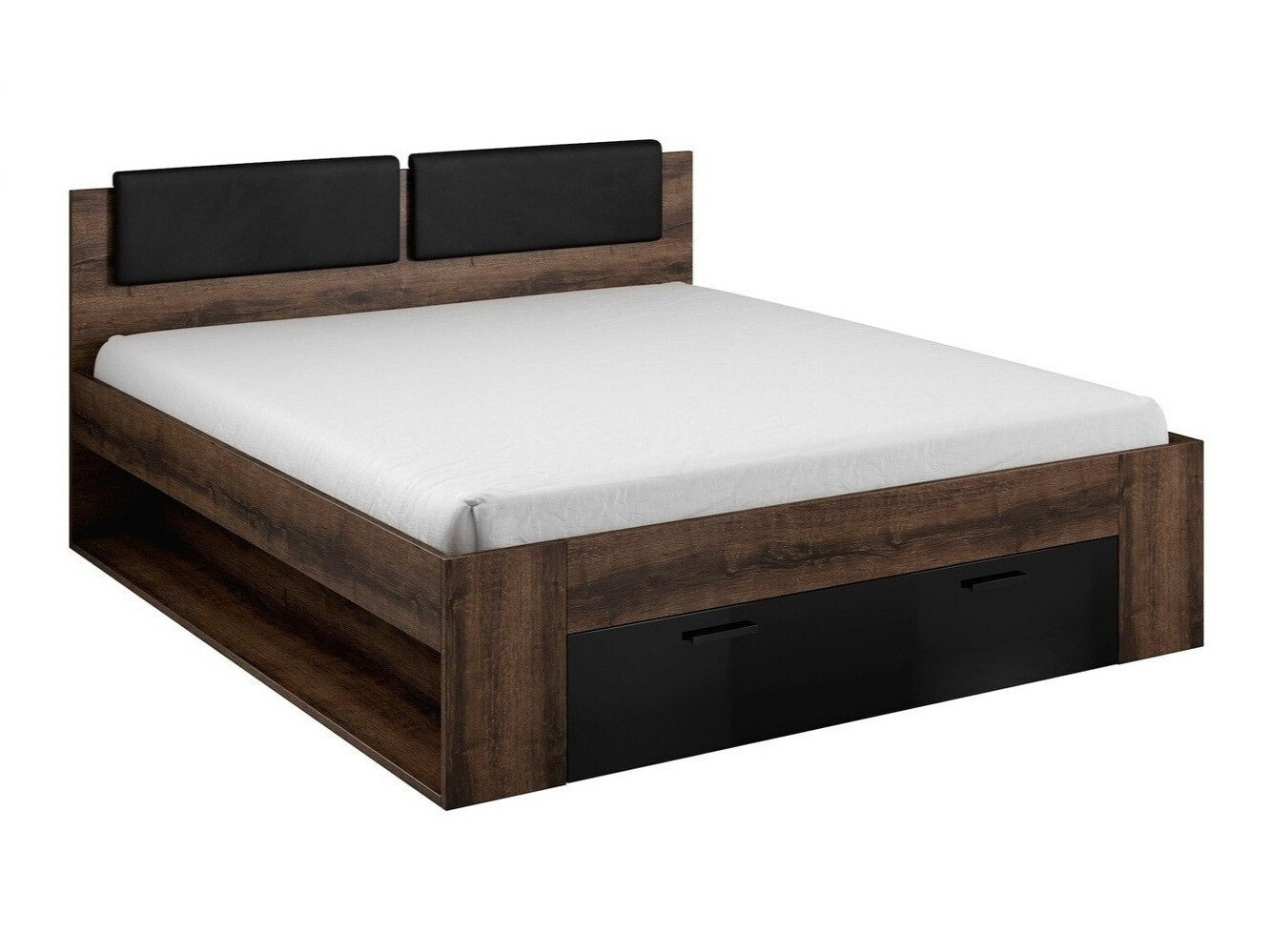 Кровать Levruvu 111 (Монастырский дуб + Чёрный)