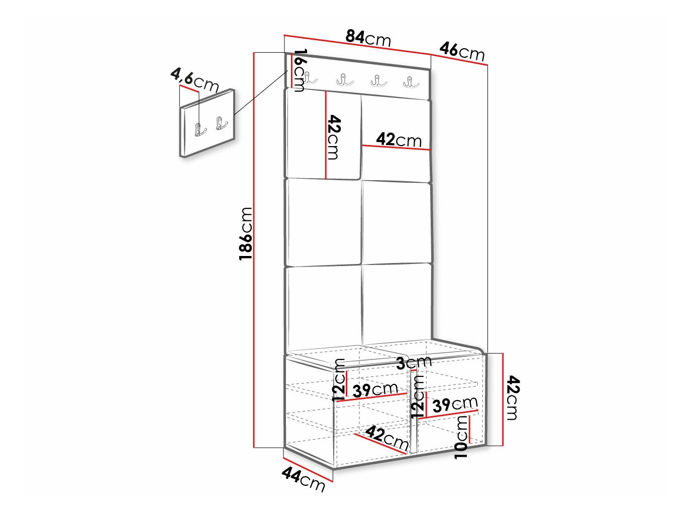 Priekšnama komplekts Hartford 375 (Melns)