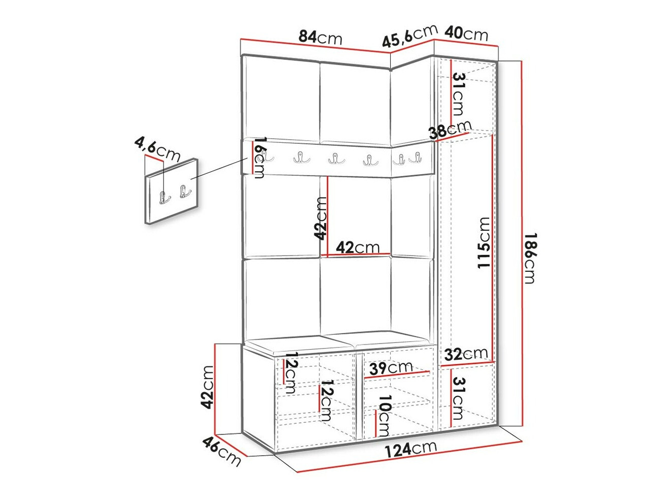 Прихожая Hartford 277 (Графит)