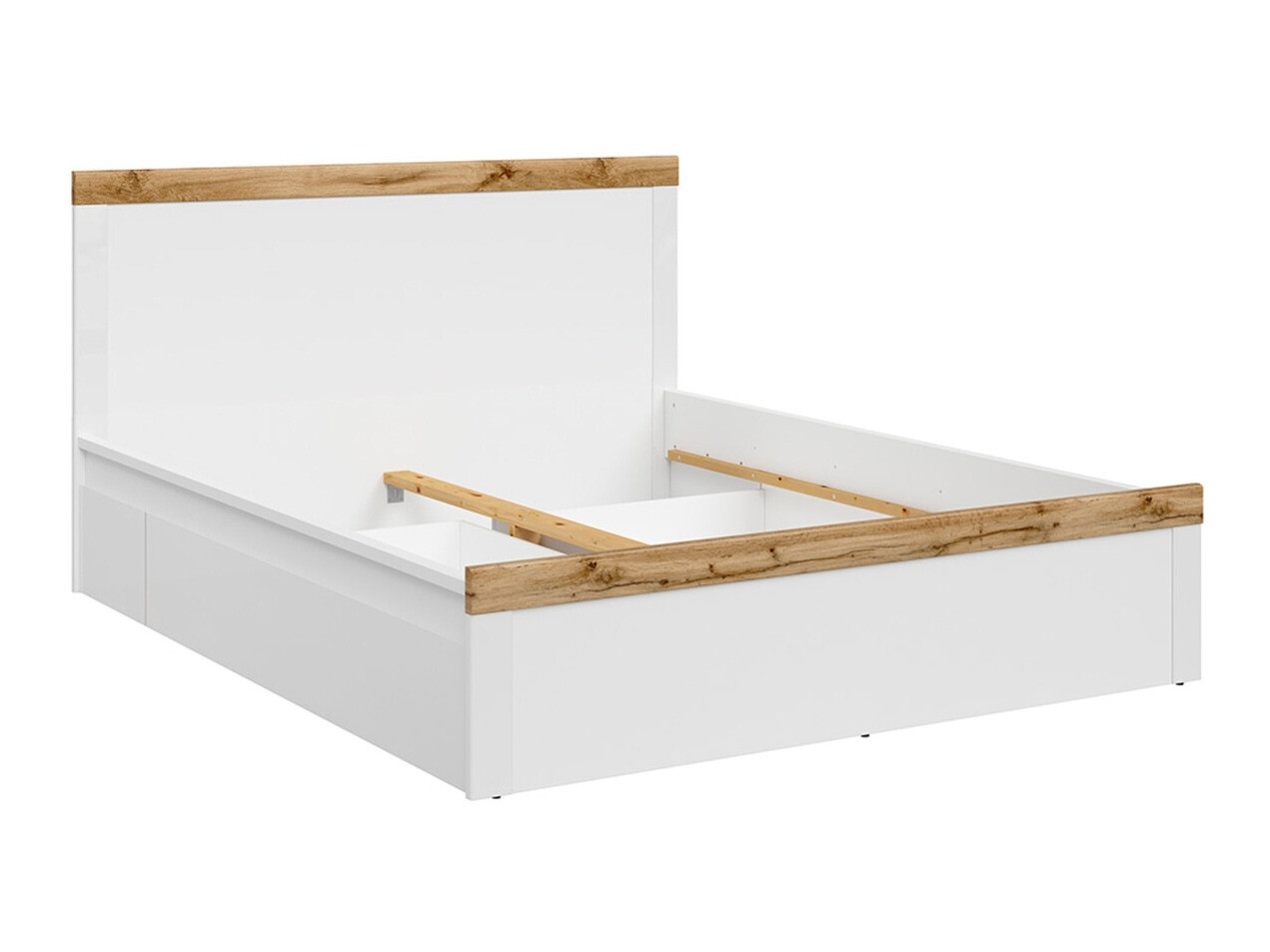 Кровать Sonsoru 115 (Белый + Глянцевый белый + Дуб вотан)