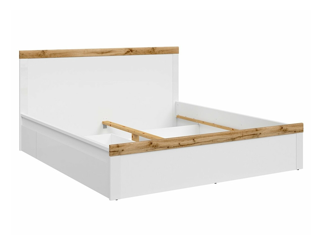 Кровать Sonsoru 115 (Белый + Глянцевый белый + Дуб вотан)