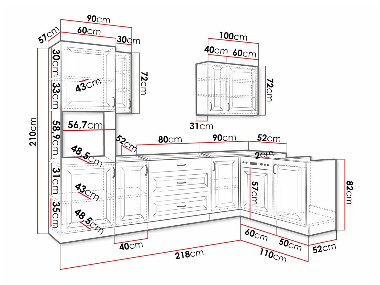 Moduļu virtuves komplekts Retro Grey 148