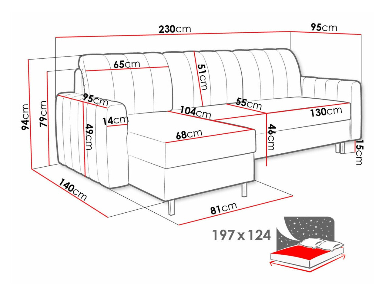Stūra dīvāns Honolulu 145 (Kronos 09)