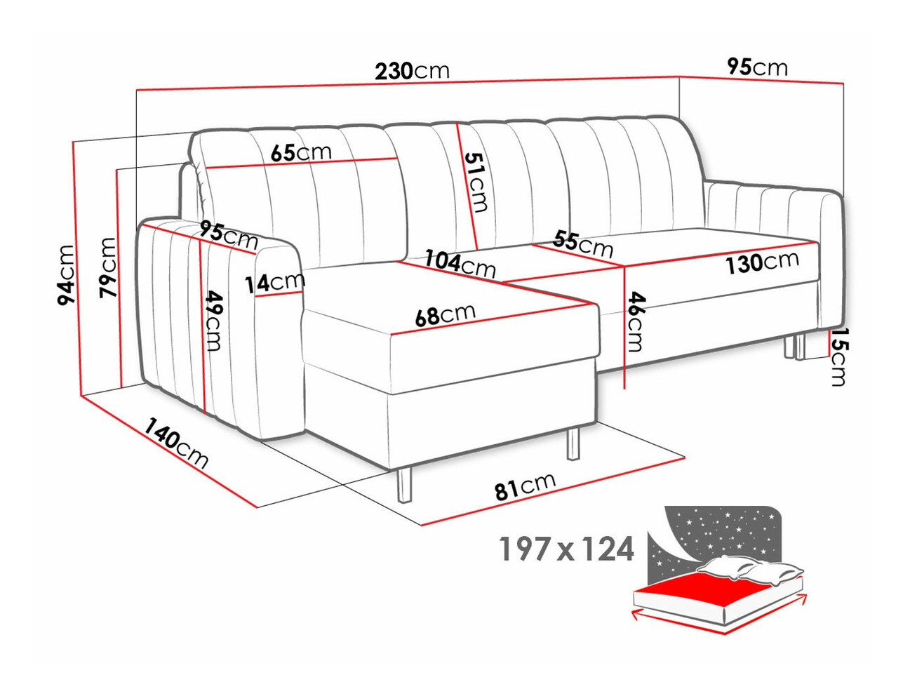 Stūra dīvāns Honolulu 145 (Paros 2)