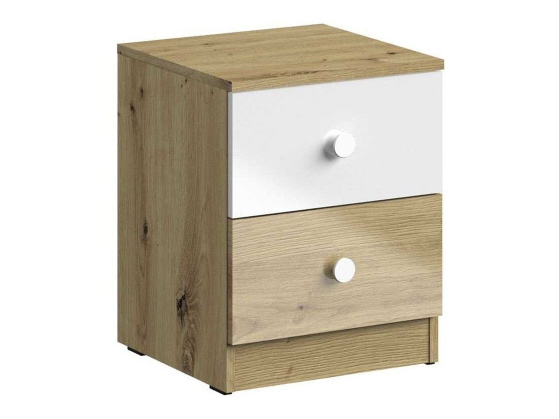 Прикроватная тумбочка Mirelbu 108 (Artisan дуб + Глянцевый белый)
