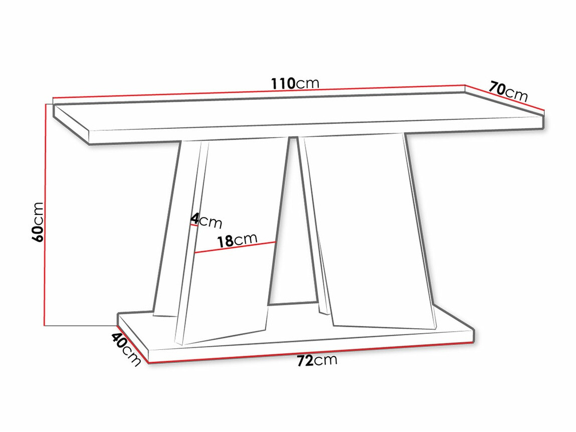 Журнальный столик Goodyear 108 (Глянцевый черный + Бетон)