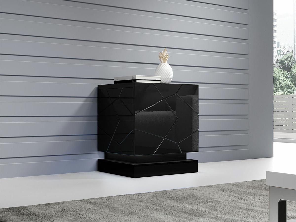 Naktsgaldiņu komplekts Charlotte 187 (Melns + Glancēts melns)